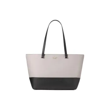 Kate Spade Leather Tote Bag Shopping Bag Handbag Medium Size Women's Black & Gray