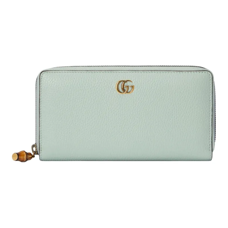 GUCCI Double G Leather Wallet Women's Light Green-0