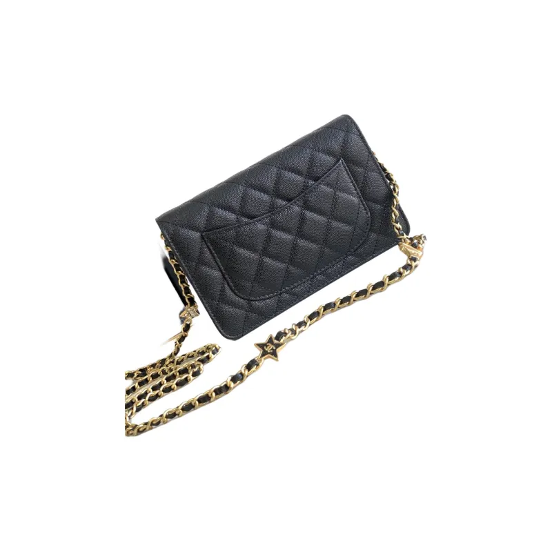 CHANEL WOC Litchi Grain Cow Leather Shoulder Bag, Crossbody Bag, Wallet Women's Black-2
