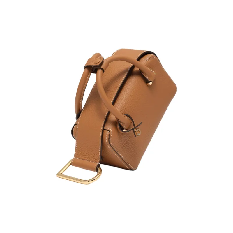 Delvau Cool Bo Soft Grain Calfskin Shoulder Bag Crossbody Bag Handbag Nano Women's Brown-3
