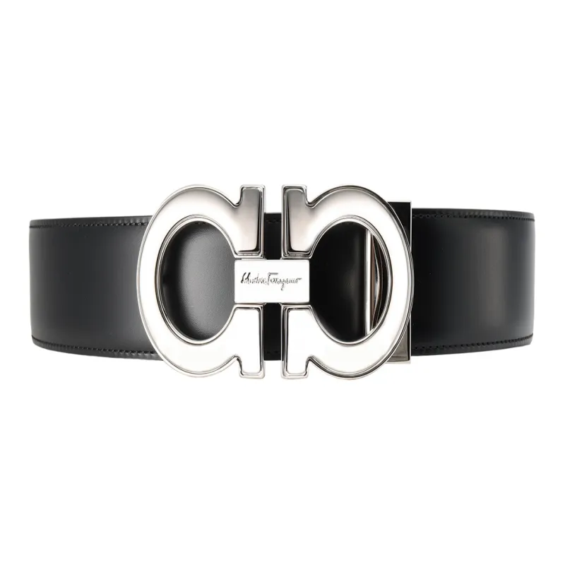 FERRAGAMO Cow Leather Belts Men's Black Width 4cm-0