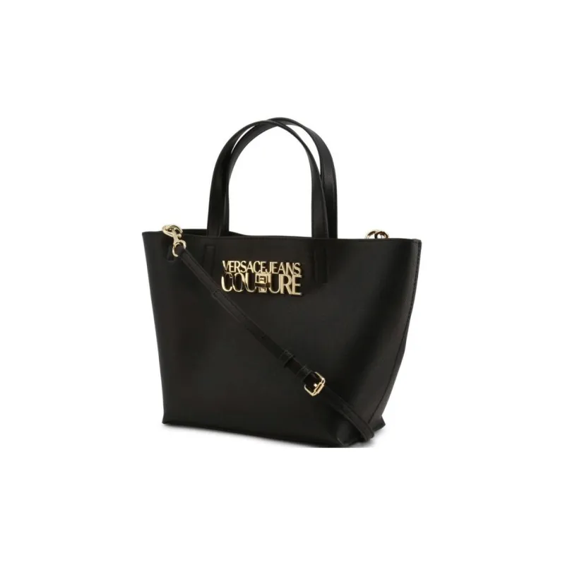 VERSACE JEANS COUTURE Polyurethane Tote Bag, Shopping Bag, Shoulder Bag, Crossbody Bag, Handbag Women's Black-2