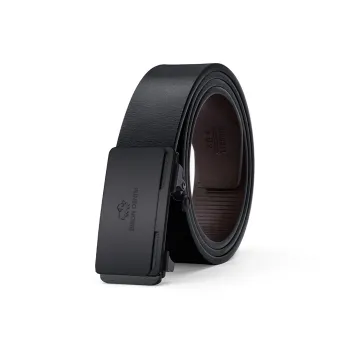 BISON DENIM Men's Minimalist Design Casual Style Cow Split Leather Automatic Buckle Belt Men's 3.2cm