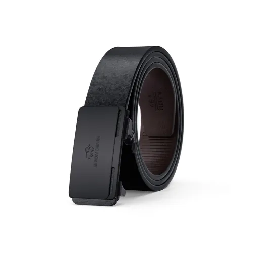 BISON DENIM Men's Minimalist Design Casual Style Cow Split Leather Automatic Buckle Belt Men's 3.2cm