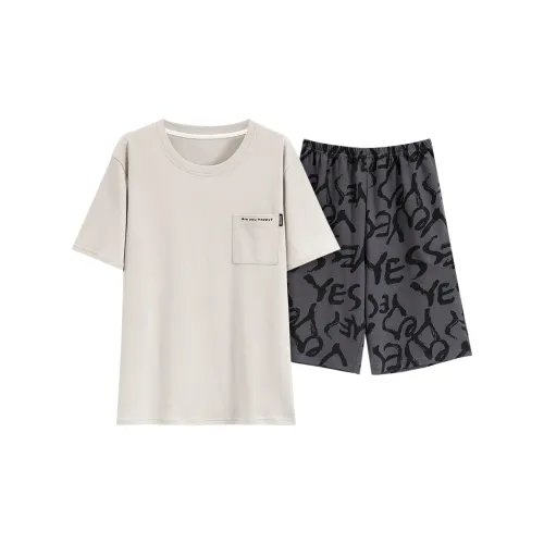 The Story Of The Flower Season Pajama Set Men's Light Gray