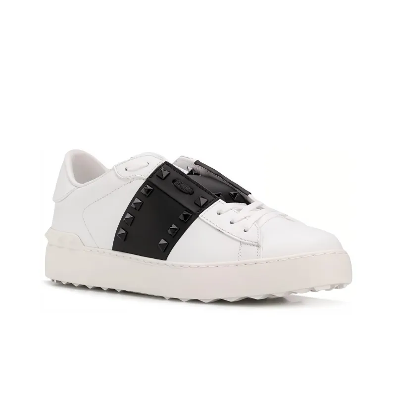 Valentino Low Top Casual Shoes Women's Black White-1