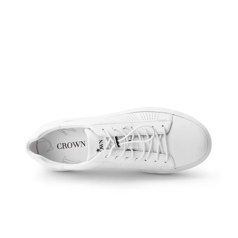 CROWN Low Top Skateboard Shoes Men's White One Yard Larger-2