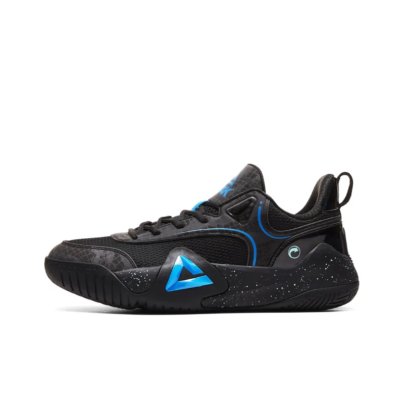 PEAK Basketball Shoes Men Low Top Black Youth Blue-0