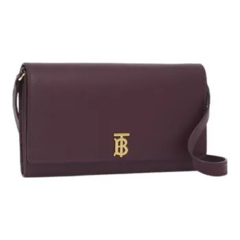 Burberry Calfskin Shoulder Bag Crossbody Bag Wallet Women's Dark Purple