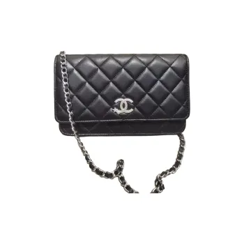 CHANEL WOC Lambskin Shoulder Bag, Crossbody Bag Women's Black