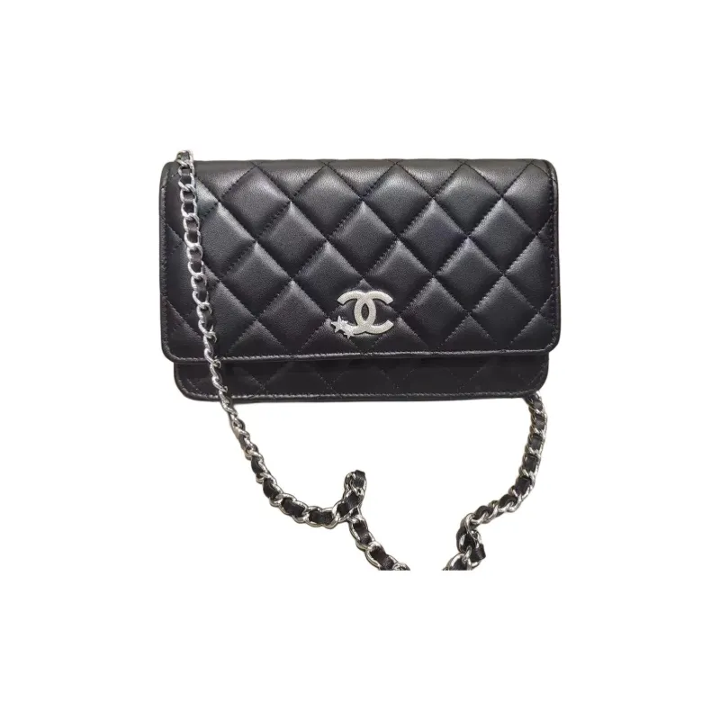 CHANEL WOC Lambskin Shoulder Bag, Crossbody Bag Women's Black-0