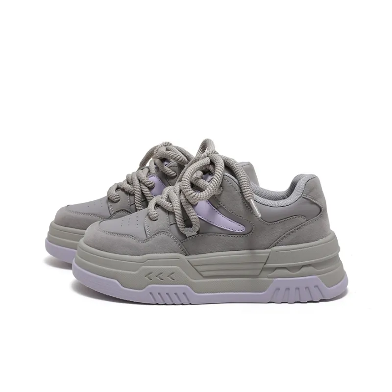 HUANQIU Wear-resistant And Lightweight Low-Top Skateboard Shoes Women's Gray Purple-3