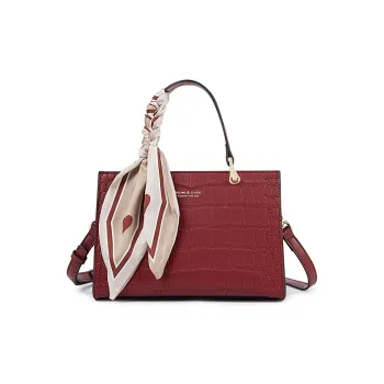 TUCANO Split Cow Leather With PU Leather Handbag Medium Size Women's Burgundy