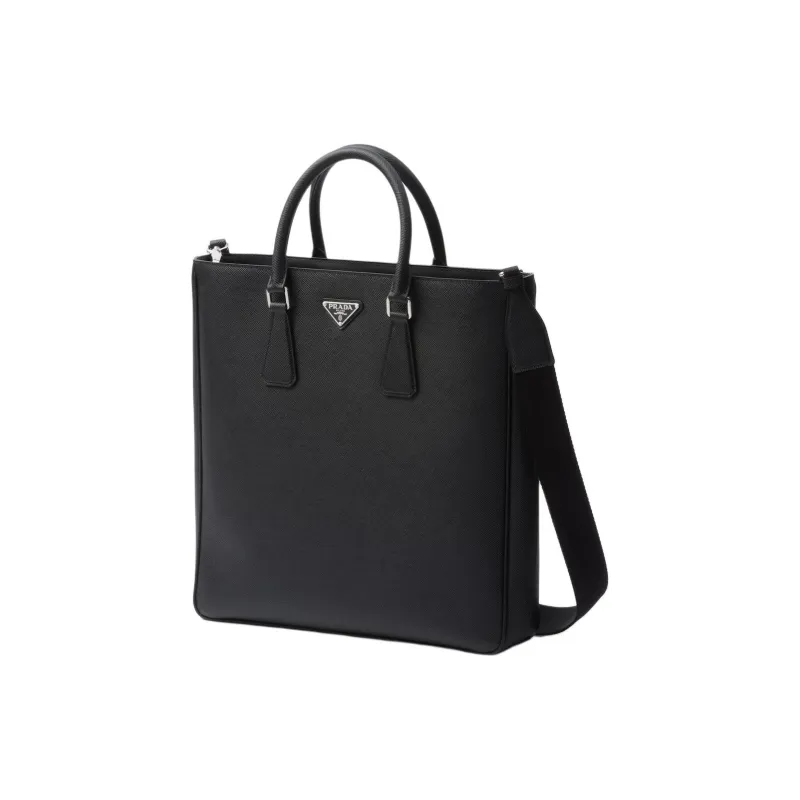 PRADA Saffiano Leather Tote Bag, Shopping Bag, Handbag Men's Black-1