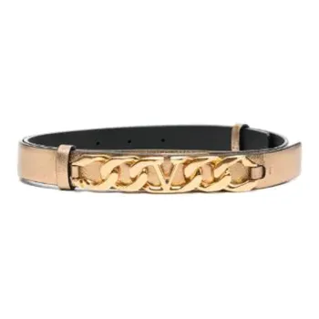 Valentino Multicolor Detail Smooth Buckle Leather Belts Women's Gold