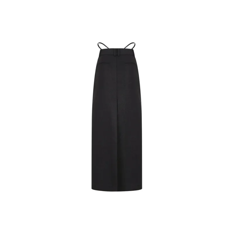 Three Quarters Casual Long Skirts Women's Black-1