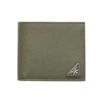 PRADA Saffiano Calfskin Wallet Men's Olive Green