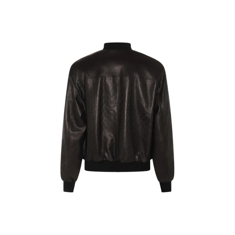 GUCCI Gg Debossed pattern Leather Jacket-1