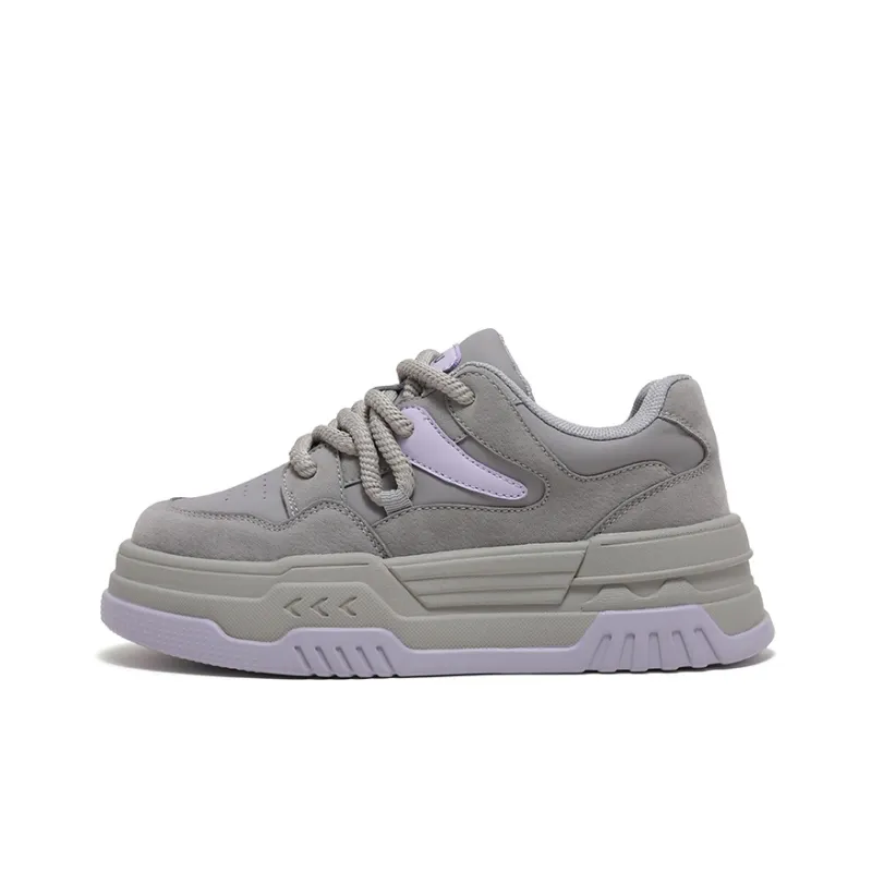 HUANQIU Wear-resistant And Lightweight Low-Top Skateboard Shoes Women's Gray Purple-0