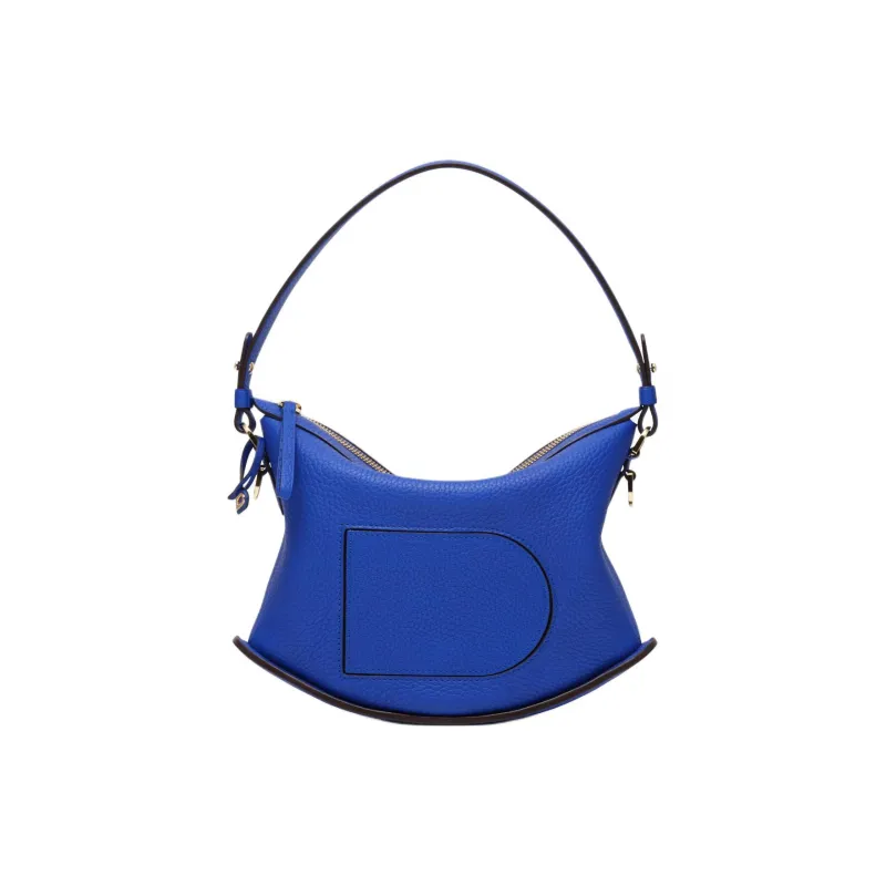Delvau Pin Swing Soft Grain Calfskin Shoulder Bag Crossbody Bag Handbag Women's Dark Blue-0