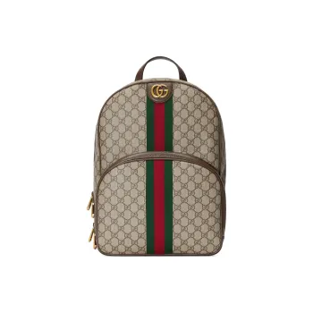 GUCCI Ophidia Canvas With Leather Backpack Men's Beige & Ebony