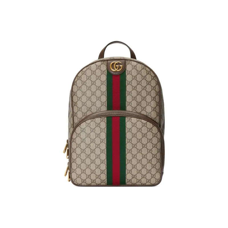 GUCCI Ophidia Canvas With Leather Backpack Men's Beige & Ebony-0