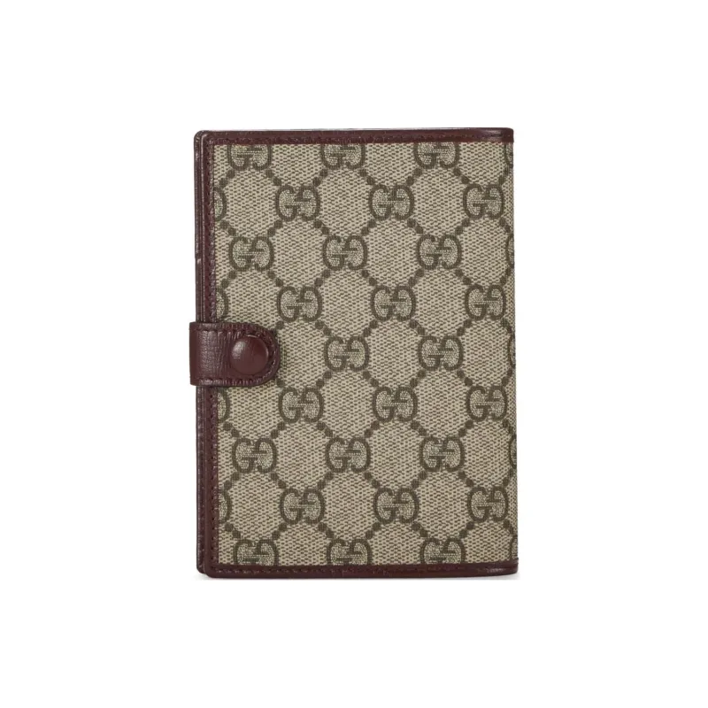 GUCCI GG Retro Series Canvas With Leather Canvas Bag, Card Holder, Wallet, Passport Holder Men's Wine Red & Brown-2