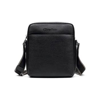 BISON DENIM Genuine Leather Cow Leather Black Crossbody Bag Men's