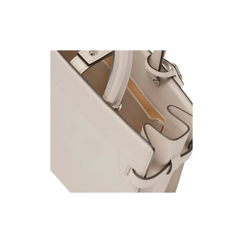 Delvau Tempête Calfskin Shoulder Bag Crossbody Bag Handbag Small Size Women's Greige-5
