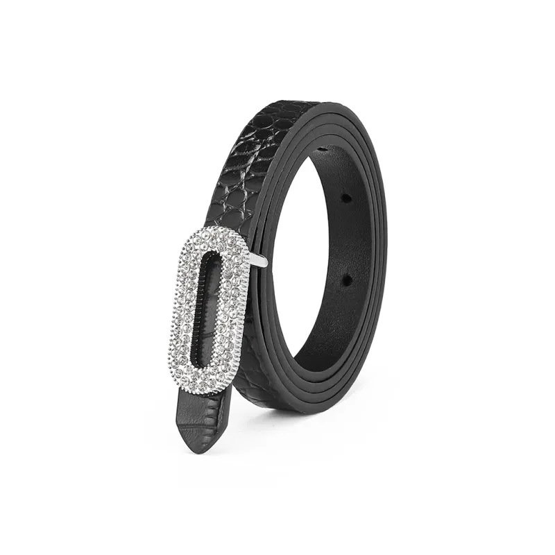 FAIRWHALE Fashionable Slim Waist Style Versatile Alloy Plate Buckle Belt Women's Width 1.4CM-0