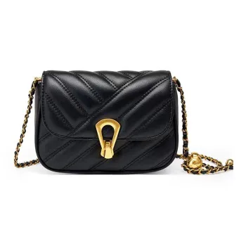 VANDEE Cowhide With Microfiber Small Square Bag Shoulder Bag Mini Women's Black/White