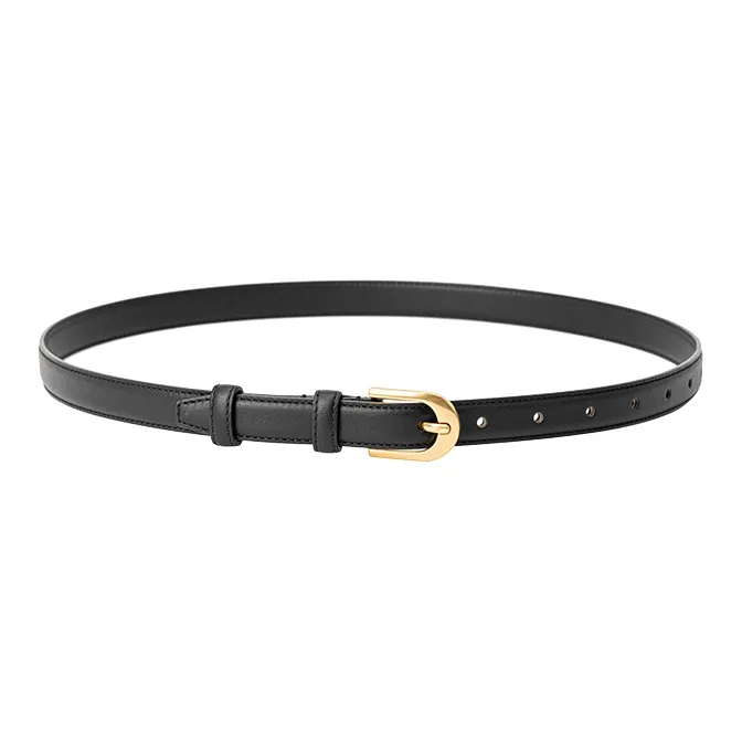 VANESSA HOGAN Niche Brand Versatile Belt Loop Smooth Button Jeans Belt Women's 1.9cm-3