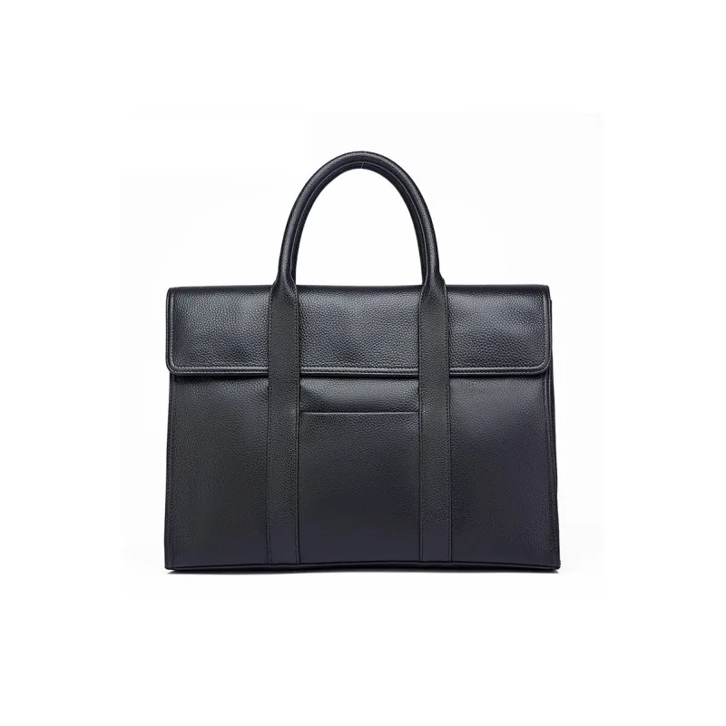 BISON DENIM Cow Leather Briefcase Shoulder Bag Crossbody Bag Men's Black-1