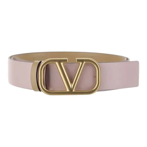 Valentino Logo Pin Buckle Leather Belts Women's Pink Width 3CM