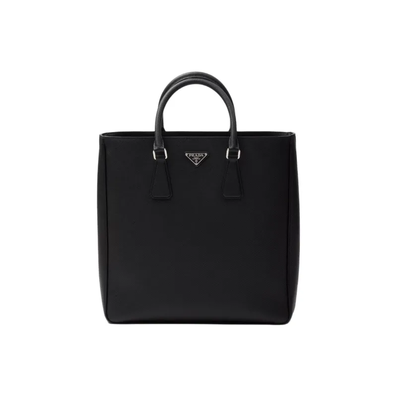 PRADA Saffiano Leather Tote Bag, Shopping Bag, Handbag Men's Black-0