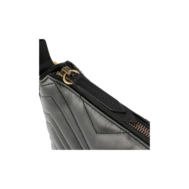 GUCCI GG Marmont Leather Messenger Bag Shoulder Bag Crossbody Bag Men's Black-6