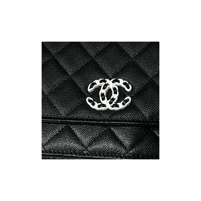 CHANEL WOC Grain Embossed Caviar Calfskin Shoulder Bag, Crossbody Bag, Wallet Women's Black-3