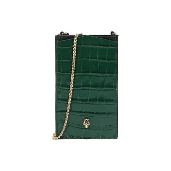 Alexander McQueen Leather Cell Phone Pouch, Crossbody Bag, Shoulder Bag Women's Dark Green