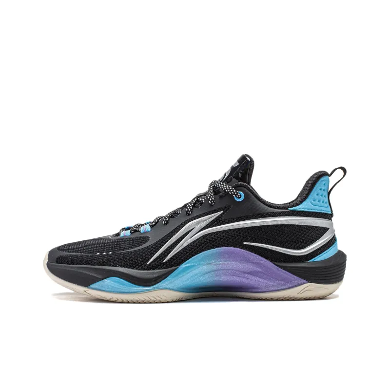 LINING Shining Basketball Shoes Unisex Low Top Black/Moon White Blue-0