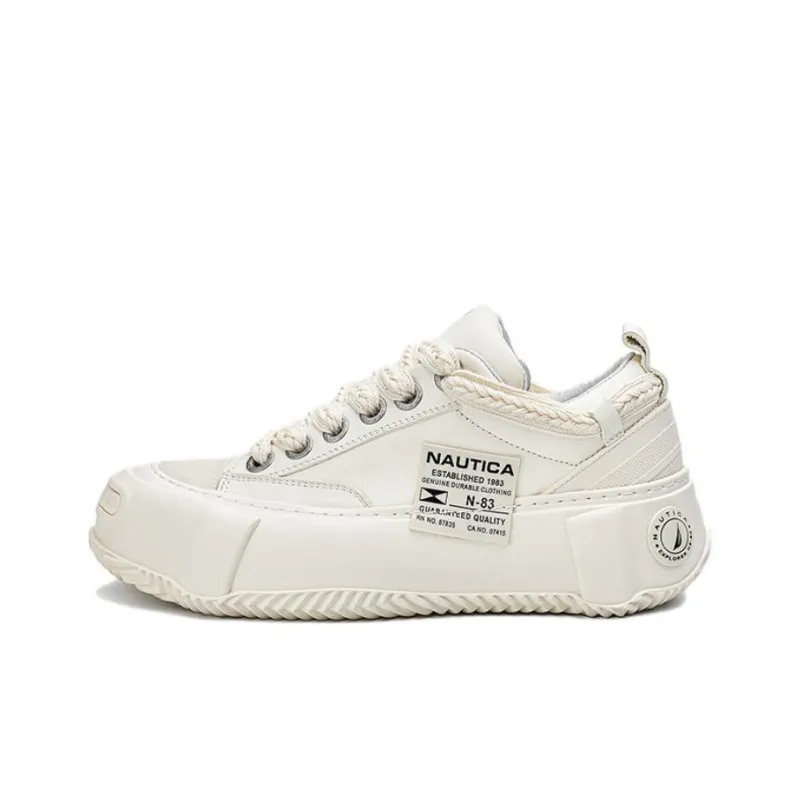 NAUTICA Anti Slip Wear Resistant Low Top Skateboard Shoes Women's White-0