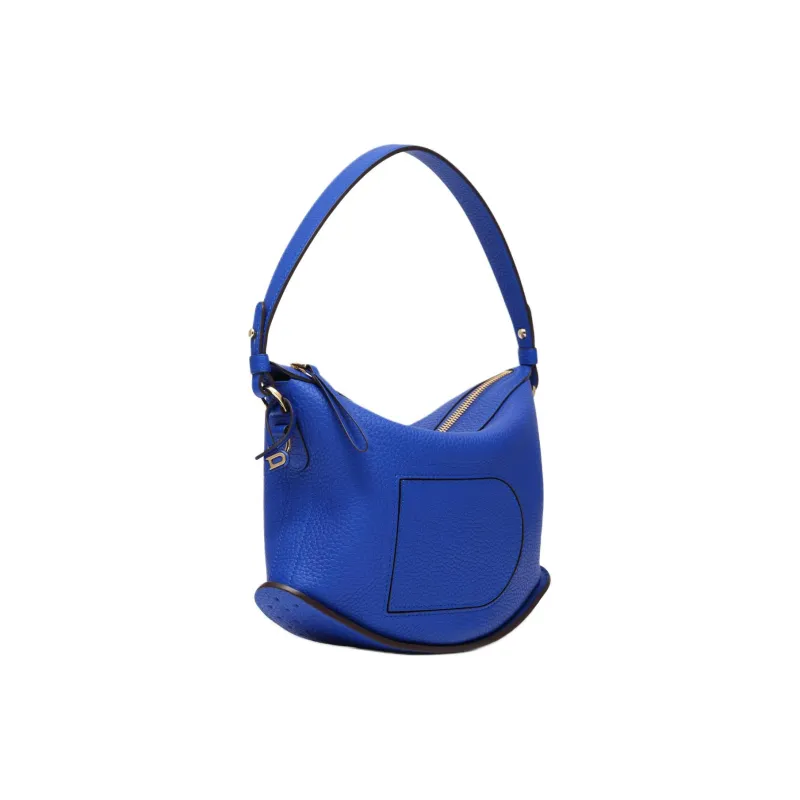 Delvau Pin Swing Soft Grain Calfskin Shoulder Bag Crossbody Bag Handbag Women's Dark Blue-1