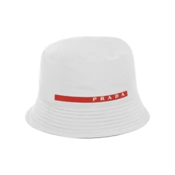 PRADA Polyester, Cotton Fabric Bucket Hats Men's White