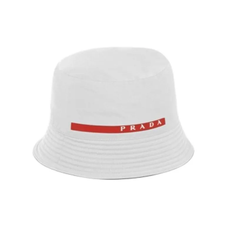 PRADA Polyester, Cotton Fabric Bucket Hats Men's White-0