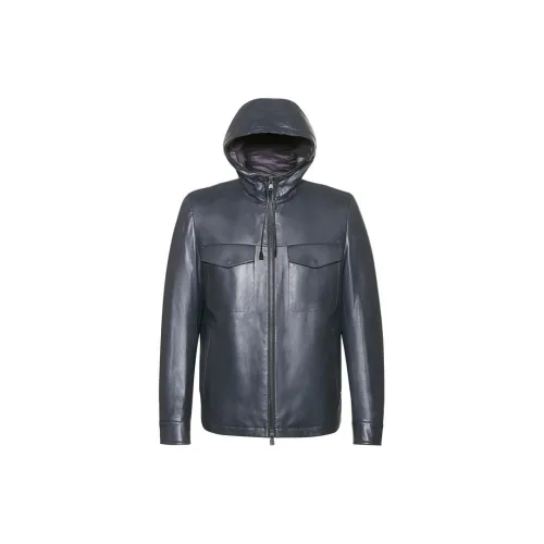 Roberta Di Camerino Leather Jackets Men Black Gray