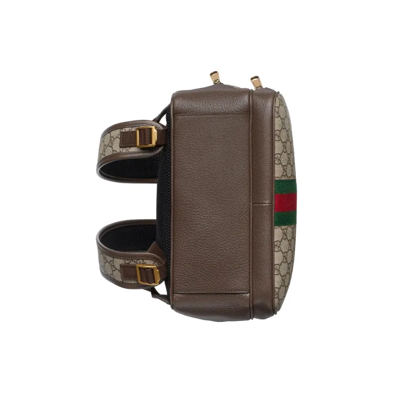 GUCCI Ophidia Canvas With Leather Backpack Men's Beige & Ebony-4