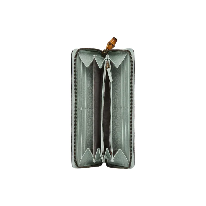 GUCCI Double G Leather Wallet Women's Light Green-3