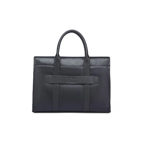 BISON DENIM Cow Leather Briefcase Shoulder Bag Crossbody Bag Men's Black