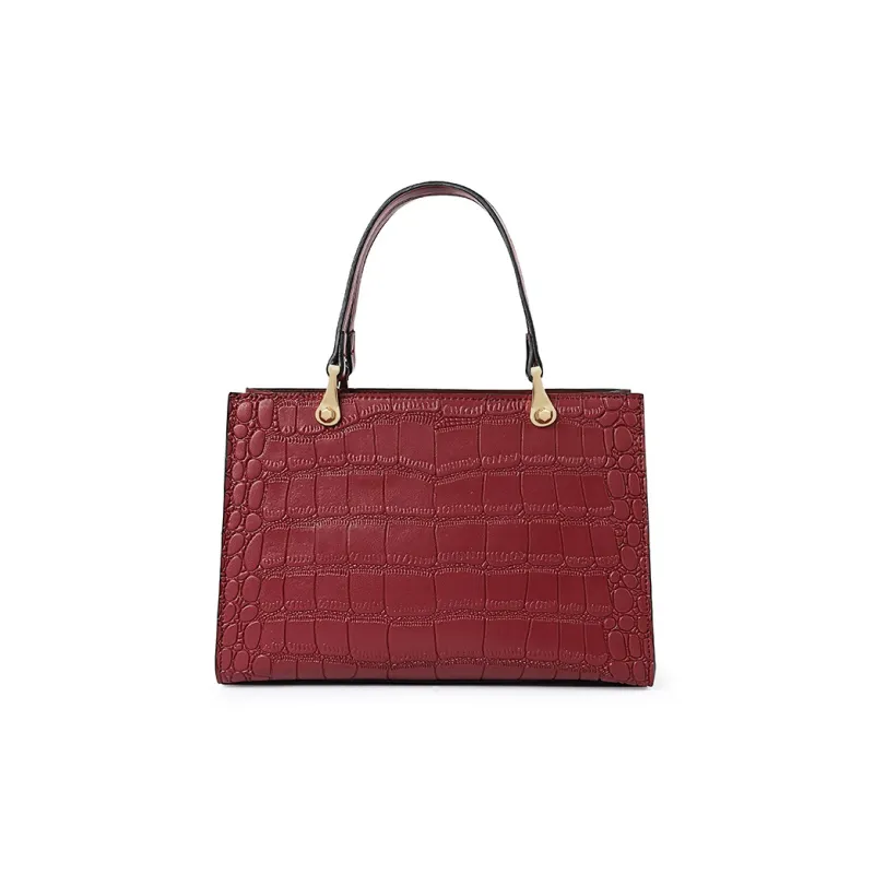 TUCANO Split Cow Leather With PU Leather Handbag Medium Size Women's Burgundy-2