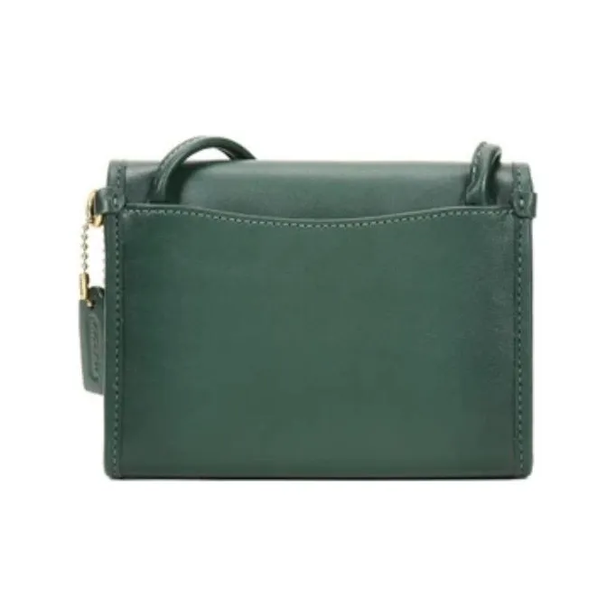 COACH Turnlock Leather Coin Purse Crossbody Wallet Women's Green-4