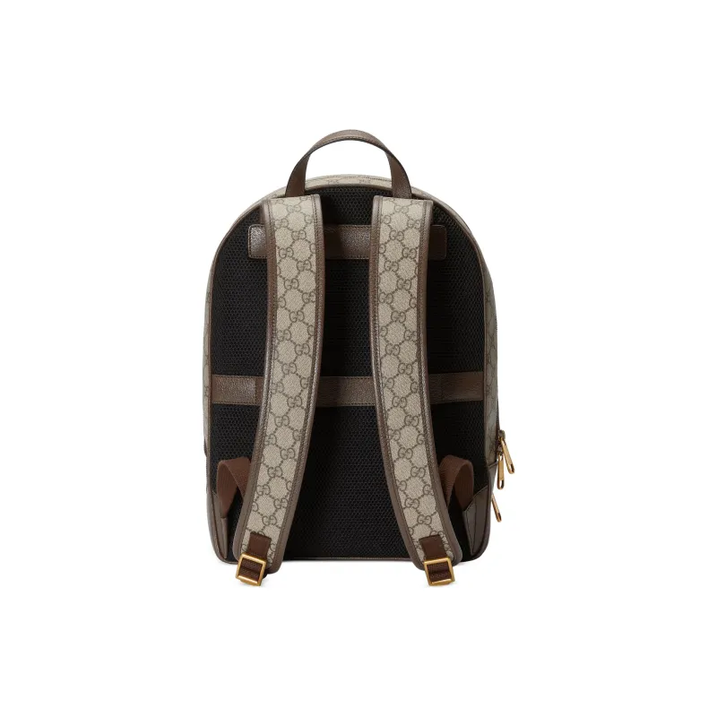 GUCCI Ophidia Canvas With Leather Backpack Men's Beige & Ebony-3